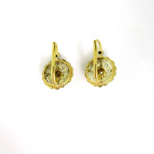 VINTAGE ROSE CUT DIAMONDS DORMEUSES EARRINGS 18KT YELLOW AND WHITE GOLD FRANCE CIRCA 1940 - ADDITIONAL PHOTO 4