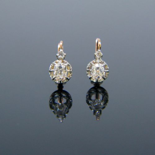 french antique diamonds dormeuses earrings 18kt gold and platinum circa 1905 - CATEGORY: ANTIQUE JEWELLERY - DATED 1900