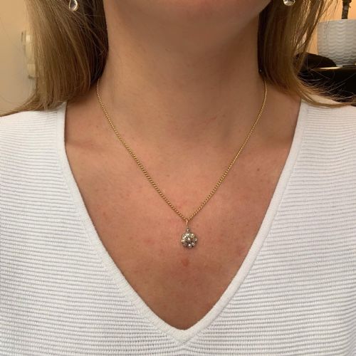 ANTIQUE EDWARDIAN PEARL AND ROSE CUT DIAMONDS PENDANT 18KT ROSE AND YELLOW GOLD CIRCA 1910 - ADDITIONAL PHOTO 5