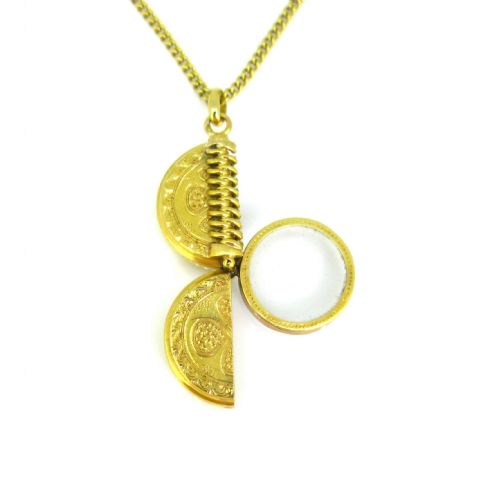 ANTIQUE VICTORIAN LOCKET PENDANT 18KT YELLOW GOLD FRANCE CIRCA 1900 - ADDITIONAL PHOTO 5