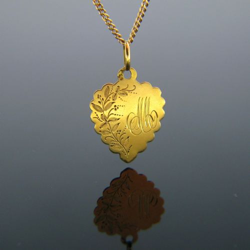 ANTIQUE ART NOUVEAU HEART SHAPED PENDANT 18K YELLOW GOLD CIRCA 1900 - ADDITIONAL PHOTO 2