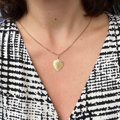 ANTIQUE ART NOUVEAU HEART SHAPED PENDANT 18K YELLOW GOLD CIRCA 1900 - ADDITIONAL PHOTO 5
