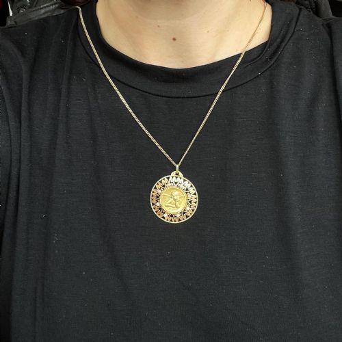 VINTAGE CHERUB MEDAL PENDANT 18KT YELLOW AND ROSE GOLD FRANCE CIRCA 1925 - ADDITIONAL PHOTO 5