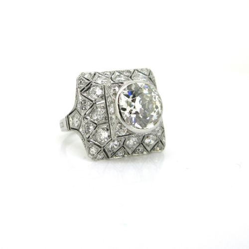 fig 1. Art Deco 4ct Old European Cut Diamonds Ring, Platinum, circa 1925