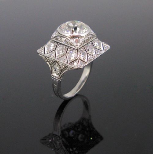 fig 2. Art Deco 4ct Old European Cut Diamonds Ring, Platinum, circa 1925