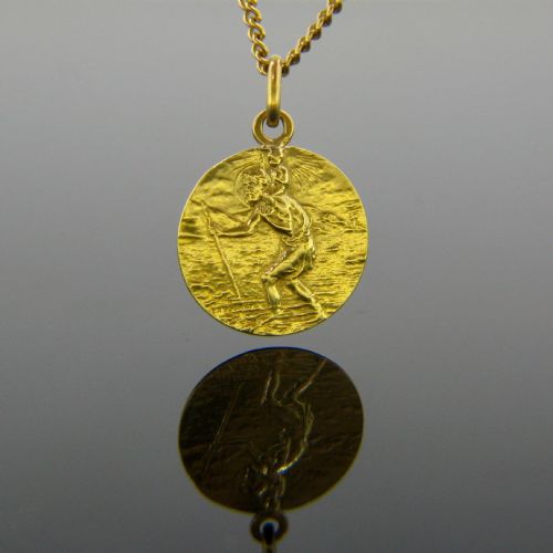 antique st christophe medal 18kt yellow gold france circa 1915 by lasserre - CATEGORY: ANTIQUE JEWELLERY - DATED 1910