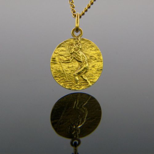 ANTIQUE ST CHRISTOPHE MEDAL 18KT YELLOW GOLD FRANCE CIRCA 1915 BY LASSERRE - ADDITIONAL PHOTO 1