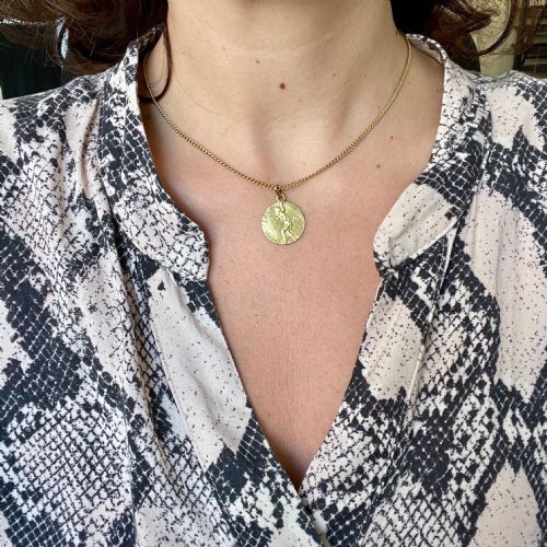 ANTIQUE ST CHRISTOPHE MEDAL 18KT YELLOW GOLD FRANCE CIRCA 1915 BY LASSERRE - ADDITIONAL PHOTO 4