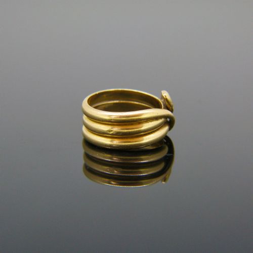 ANTIQUE GREEN STONES SNAKE RING 18KT YELLOW GOLD CIRCA 1905 - ADDITIONAL PHOTO 1