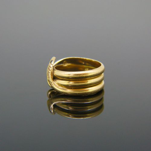 ANTIQUE GREEN STONES SNAKE RING 18KT YELLOW GOLD CIRCA 1905 - ADDITIONAL PHOTO 3
