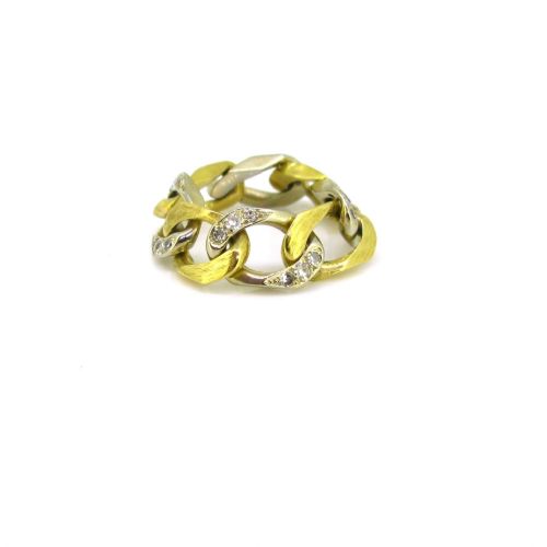 RESERVED RETRO DIAMONDS CURB LINK RING 18KT YELLOW AND WHITE GOLD FRANCE CIRCA 1940 - ADDITIONAL PHOTO 5