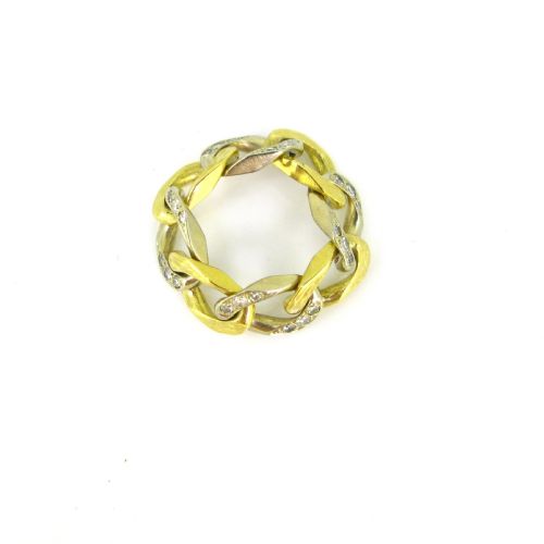 RESERVED RETRO DIAMONDS CURB LINK RING 18KT YELLOW AND WHITE GOLD FRANCE CIRCA 1940 - ADDITIONAL PHOTO 6
