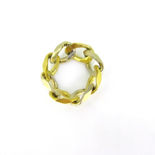 RESERVED RETRO DIAMONDS CURB LINK RING 18KT YELLOW AND WHITE GOLD FRANCE CIRCA 1940 - ADDITIONAL PHOTO 7