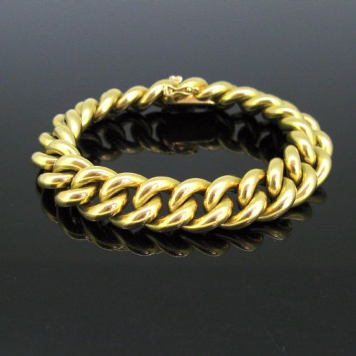 chunky curb links 18kt yellow gold bracelet circa 1940 - CATEGORY: ANTIQUE JEWELLERY - DATED 1940