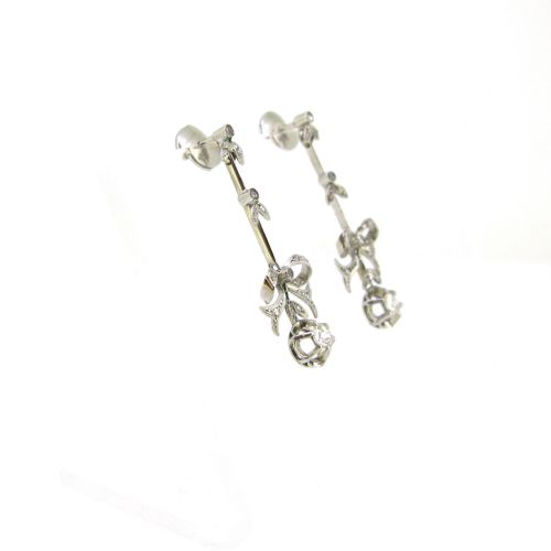 ANTIQUE BELLE EPOQUE BOW GARLAND RIBBONS DIAMONDS EARRINGS PLATINUM FRANCE - ADDITIONAL PHOTO 4