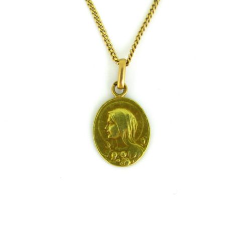 ANTIQUE ART NOUVEAU VIRGIN MARY RELIGIOUS MEDAL FRANCE CIRCA 1900 - ADDITIONAL PHOTO 3
