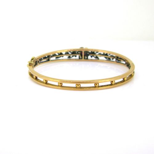 ANTIQUE VICTORIAN RUBY AND ROSE CUT DIAMONDS BANGLE BY CHAUVET 18KT ROSE GOLD AND SILVER FRANCE CIRCA 1880 - ADDITIONAL PHOTO 4