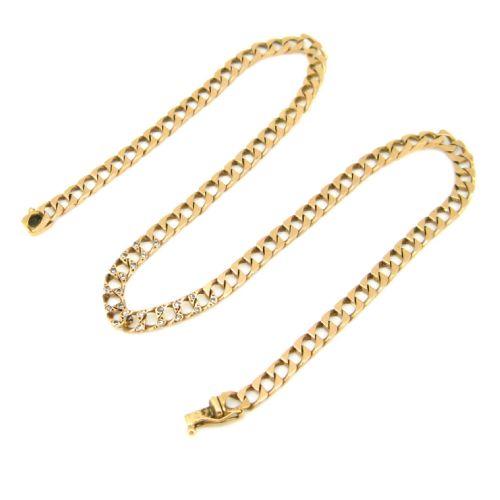 CURB FLAT LINKS DIAMONDS NECKLACE 14KT YELLOW GOLD CIRCA 1940 ITALY - ADDITIONAL PHOTO 2