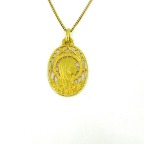 ANTIQUE ART NOUVEAU VIRGIN MARY RELIGIOUS MEDAL BY MAZZONI CIRCA 1900 - ADDITIONAL PHOTO 2