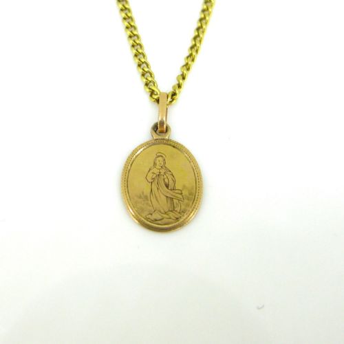 ANTIQUE LATE 19TH CENTURY VIRGIN MARY MEDAL PENDANT 18KT ROSE GOLD FRANCE CIRCA 1880 - ADDITIONAL PHOTO 1