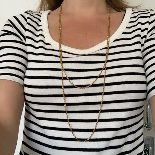 ANTIQUE VICTORIAN PEARL LONG GUARD CHAIN 68IN 18KT YELLOW GOLD FRANCE CIRCA 1880 - ADDITIONAL PHOTO 5