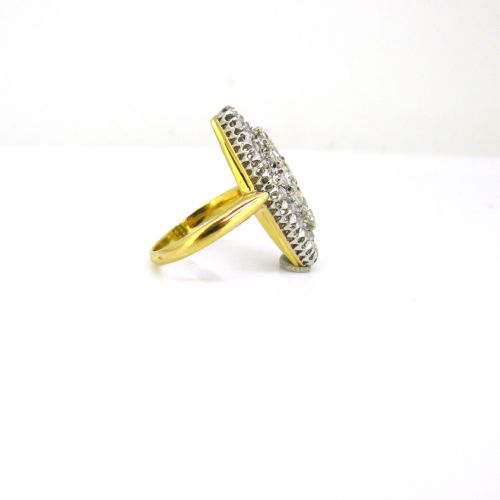 ANTIQUE OLD MINE AND ROSE CUT DIAMONDS MARQUISE RING 18KT YELLOW GOLD AND PLATINUM CIRCA 1910 - ADDITIONAL PHOTO 2
