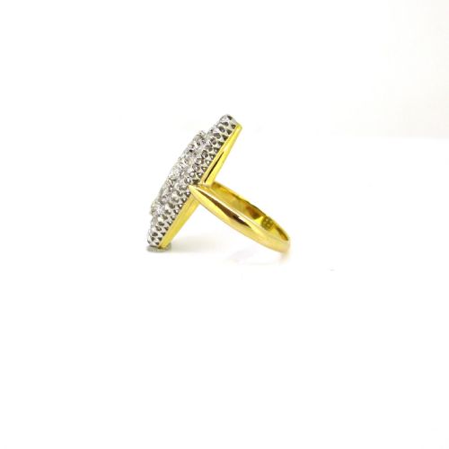 ANTIQUE OLD MINE AND ROSE CUT DIAMONDS MARQUISE RING 18KT YELLOW GOLD AND PLATINUM CIRCA 1910 - ADDITIONAL PHOTO 4