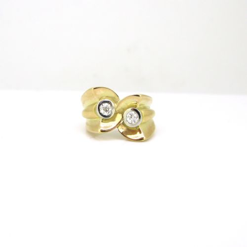RETRO TANK DIAMONDS RING 18KT GOLD AND PLATINUM CIRCA 1940 - ADDITIONAL PHOTO 1