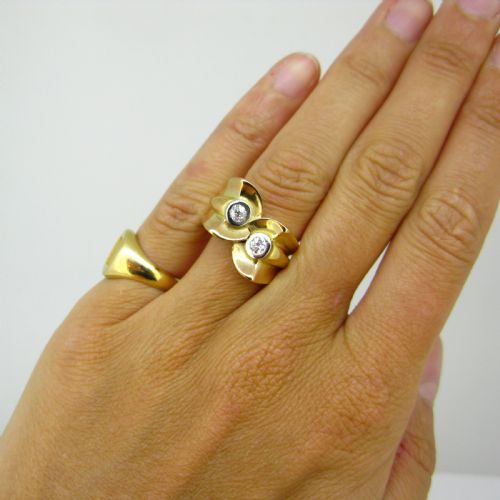 RETRO TANK DIAMONDS RING 18KT GOLD AND PLATINUM CIRCA 1940 - ADDITIONAL PHOTO 7
