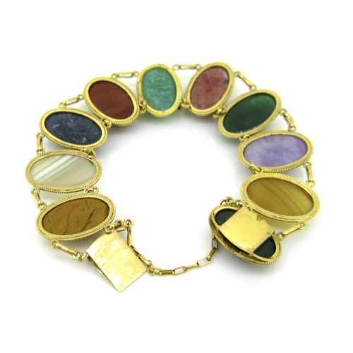 ANTIQUE ART NOUVEAU HARDSTONES BRACELET 18KT YELLOW GOLD CIRCA 1900 - ADDITIONAL PHOTO 4