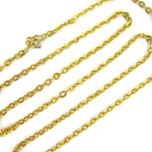 VINTAGE FRENCH TEXTURED LINKS CHAIN NECKLACE18KT YELLOW GOLD CIRCA 1960 - ADDITIONAL PHOTO 3