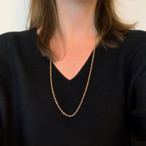VINTAGE FRENCH TEXTURED LINKS CHAIN NECKLACE18KT YELLOW GOLD CIRCA 1960 - ADDITIONAL PHOTO 4