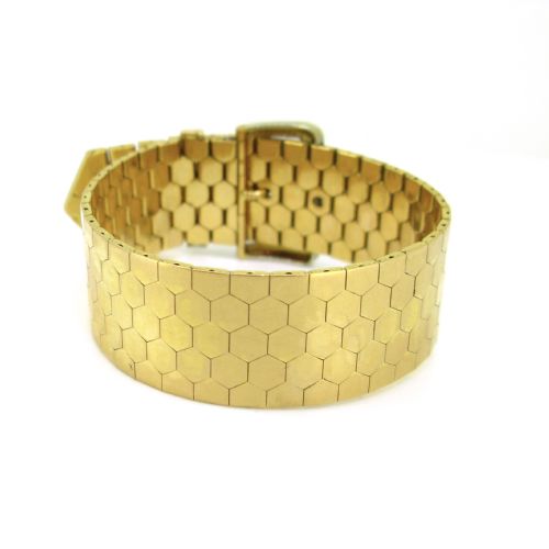 RETRO TWO TONES GOLD BELT BUCKLE BRACELET 18KT YELLOW AND WHITE GOLD FRANCE CIRCA 1940 - ADDITIONAL PHOTO 3