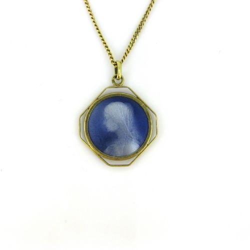 OCTAGONAL BLUE ENAMEL RELIGIOUS MEDAL BY CATEL FRANCE CIRCA 1930 - ADDITIONAL PHOTO 2