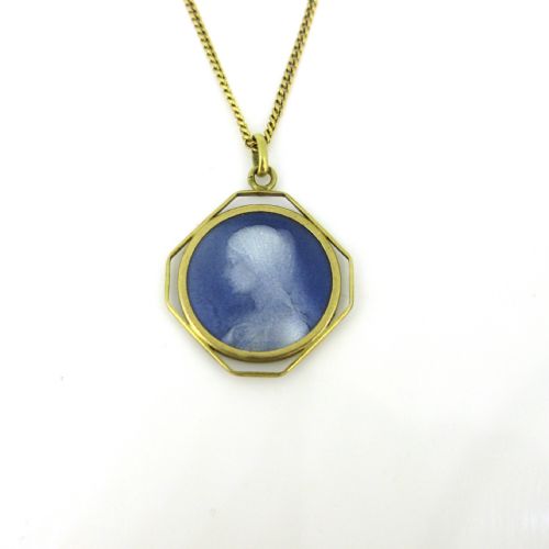 OCTAGONAL BLUE ENAMEL RELIGIOUS MEDAL BY CATEL FRANCE CIRCA 1930 - ADDITIONAL PHOTO 5
