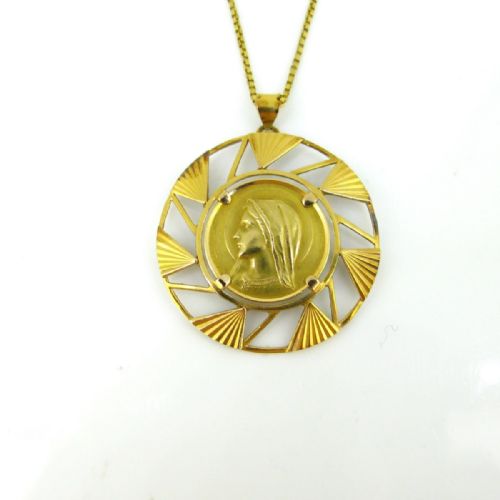 FRENCH RELIGIOUS PENDANT MEDAL BY DROPSY 18KT YELLOW GOLD FRANCE CIRCA 1960 - ADDITIONAL PHOTO 1