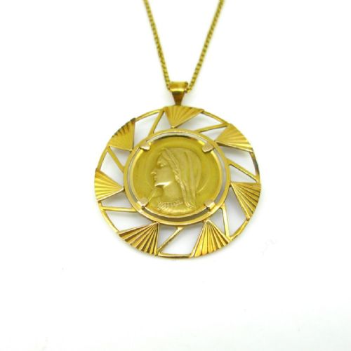 FRENCH RELIGIOUS PENDANT MEDAL BY DROPSY 18KT YELLOW GOLD FRANCE CIRCA 1960 - ADDITIONAL PHOTO 2