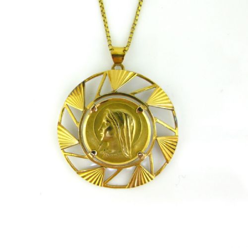 FRENCH RELIGIOUS PENDANT MEDAL BY DROPSY 18KT YELLOW GOLD FRANCE CIRCA 1960 - ADDITIONAL PHOTO 3