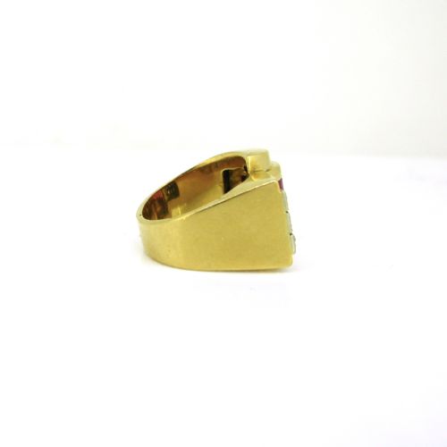 RETRO FRENCH TANK RING 18KT YELLOW GOLD AND PLATINUM FRANCE CIRCA 1940 - ADDITIONAL PHOTO 2