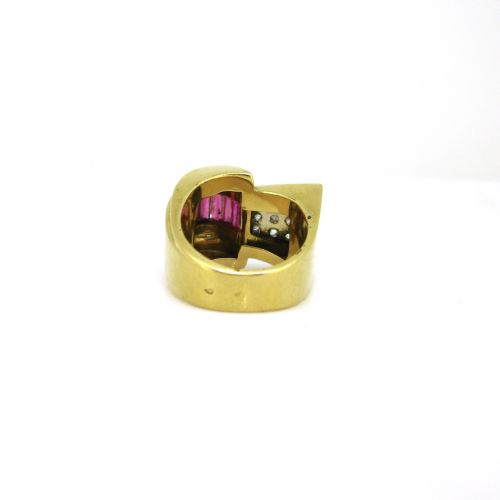 RETRO FRENCH TANK RING 18KT YELLOW GOLD AND PLATINUM FRANCE CIRCA 1940 - ADDITIONAL PHOTO 3