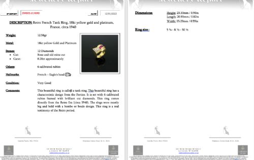 RETRO FRENCH TANK RING 18KT YELLOW GOLD AND PLATINUM FRANCE CIRCA 1940 - ADDITIONAL PHOTO 7