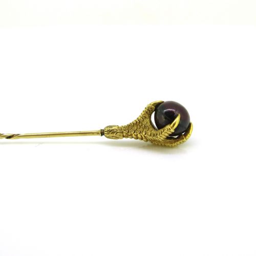 ANTIQUE VICTORIAN GARNET CLAW STICKPIN 18KT YELLOW GOLD CIRCA 1880 - ADDITIONAL PHOTO 6