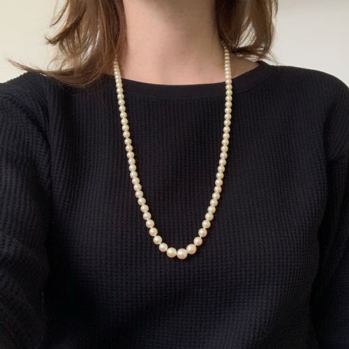 CULTURED PEARLS DIAMONDS 18KT WHITE GOLD CLASP NECKLACE FRANCE CIRCA 1930 - ADDITIONAL PHOTO 5