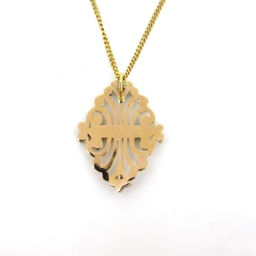 ANTIQUE ART NOUVEAU ROSE CUT DIAMONDS PENDANT 18KT YELLOW AND ROSE GOLD CIRCA 1900 - ADDITIONAL PHOTO 3