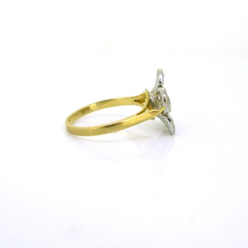 VINTAGE DIAMONDS FLOWER RING 18KT YELLOW AND WHITE GOLD CIRCA 1950 - ADDITIONAL PHOTO 3