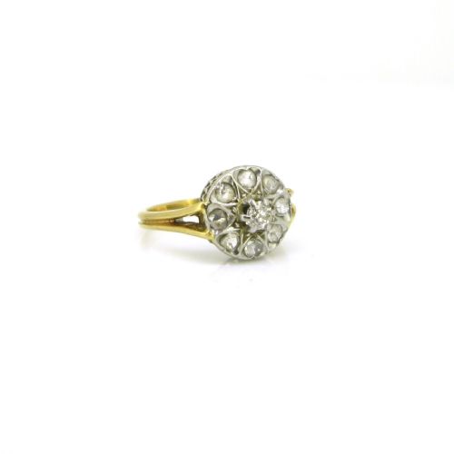 VINTAGE DIAMONDS CLUSTER RING 18KT YELLOW GOLD AND PLATINUM CIRCA 1930 - ADDITIONAL PHOTO 3