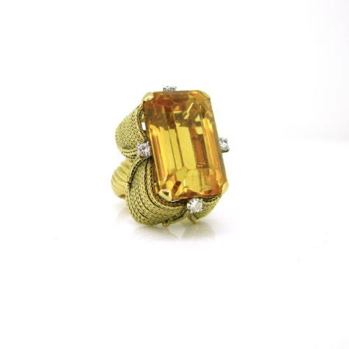 VINTAGE COCKTAIL 22CT CITRINE RING 18KT YELLOW GOLD CIRCA 1950 - ADDITIONAL PHOTO 1