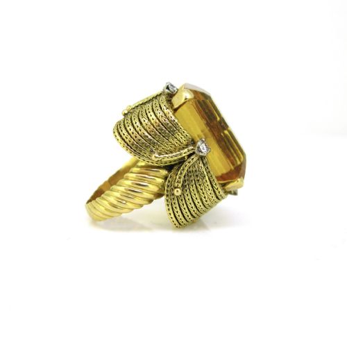 VINTAGE COCKTAIL 22CT CITRINE RING 18KT YELLOW GOLD CIRCA 1950 - ADDITIONAL PHOTO 2