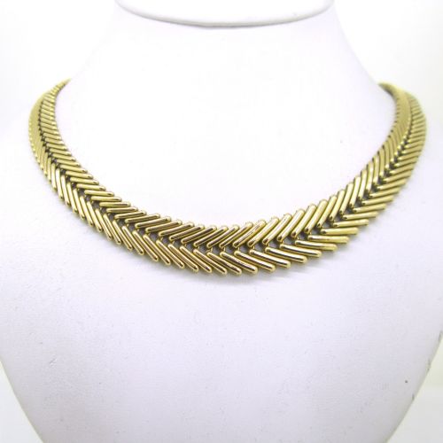 RETRO DRAPERIE NECKLACE 18KT YELLOW GOLD FRANCE CIRCA 1960 - ADDITIONAL PHOTO 2