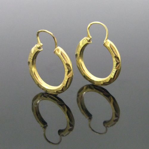 vintage yellow gold creoles hoop earrings france circa 1960 - CATEGORY: ANTIQUE JEWELLERY - DATED 1960
